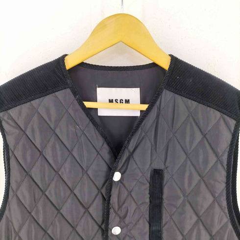 エムエスジーエム MSGM コーデュロイ切替 キルティング 中綿 ベスト メンズ 44