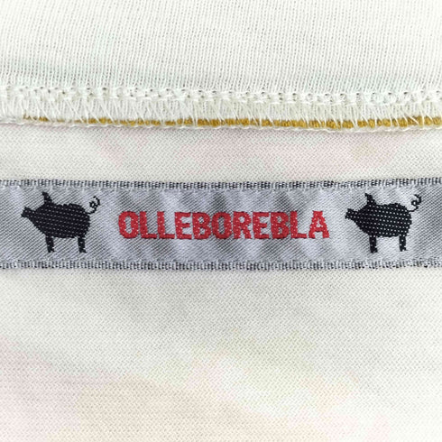 アルベロベロ OLLEBOREBLA オレボレブラ ブタさん おえかき 落書き ビーズ ビジュー装飾 異素材切替 クルーネック半袖 Tシャツ レディース