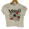 マルディメクルディ Mardi Mercredi ロゴプリント クルーネック クロップド Tシャツ レディース ONE SIZE
