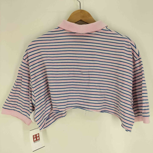 ポロバイラルフローレン Polo by RALPH LAUREN ポニー刺繍 カットオフ ボーダー クロップド ポロシャツ リメイク レディース import:XL