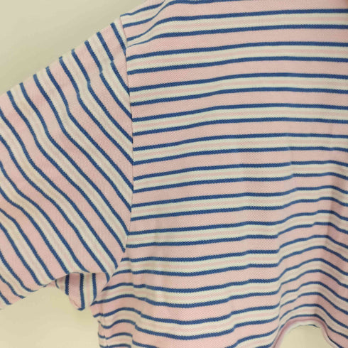 ポロバイラルフローレン Polo by RALPH LAUREN ポニー刺繍 カットオフ ボーダー クロップド ポロシャツ リメイク レディース import:XL