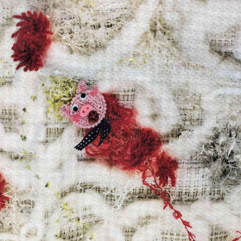 アルベロベロ OLLEBOREBLA オレボレブラ ブタさん アップリケ エンブロイダリー刺繍 アートモチーフ スウェット切替チュニック レディース