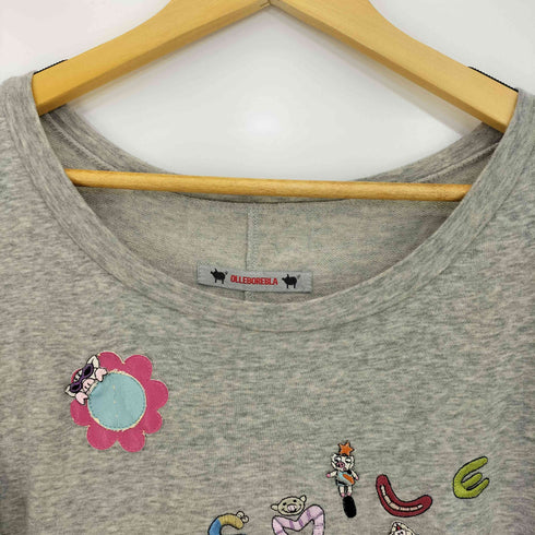 アルベロベロ OLLEBOREBLA オレボレブラ ブタさん 刺繍 アップリケ フロントポケット ボートネック カットソー レディース