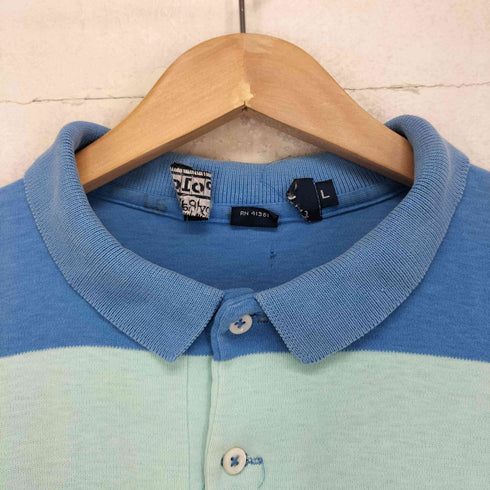 ポロバイラルフローレン Polo by RALPH LAUREN USA製 ポニー刺繍マルチカラーボーダーポロシャツ メンズ import:L