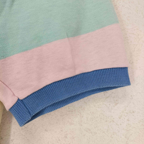 ポロバイラルフローレン Polo by RALPH LAUREN USA製 ポニー刺繍マルチカラーボーダーポロシャツ メンズ import:L