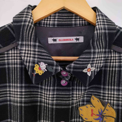 アルベロベロ OLLEBOREBLA オレボレブラ ブタさん おはな リボン 刺繍 オーバーサイズ チェックシャツ レディース