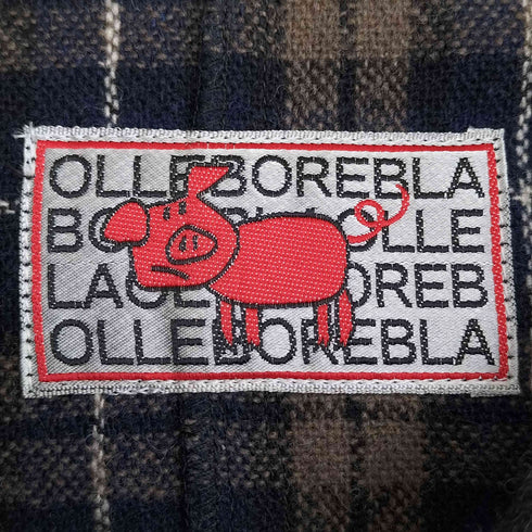 アルベロベロ OLLEBOREBLA オレボレブラ うさぎさん 襟フェルトうさぎ チェック 切替 変形 シャツチュニック レディース