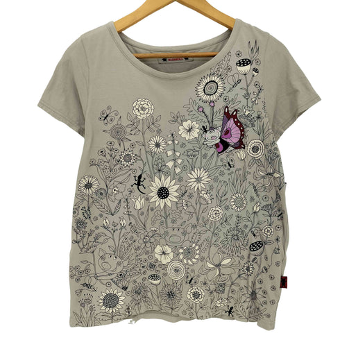 アルベロベロ OLLEBOREBLA オレボレブラ ブタさん 刺繍 蝶々 花柄 半袖 Tシャツ レディース