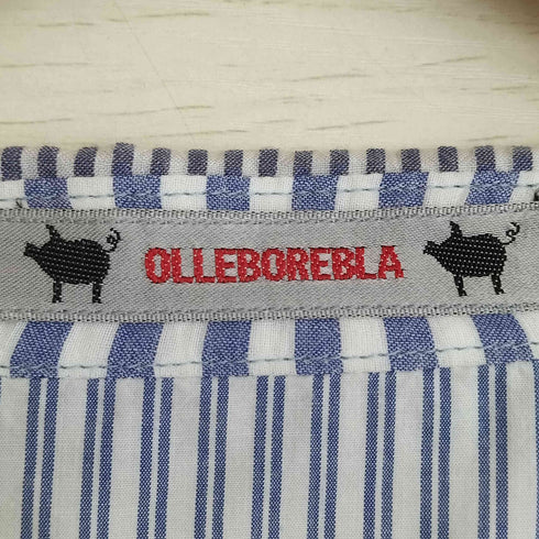 アルベロベロ OLLEBOREBLA オレボレブラ ブタさん 赤ずきん マルチストライプ ずらしボタン 裾レース 半袖シャツ チュニック レディース