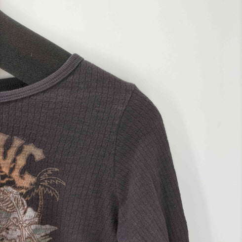 ビラボン BILLABONG Y2K スカル プリント リブ編み L/S クルーネック カットソー レディース import:M
