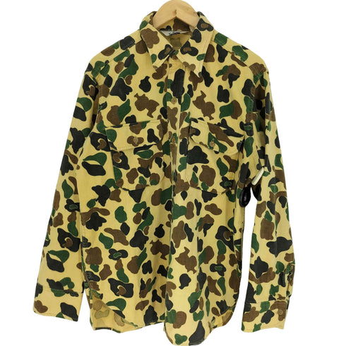 ウールリッチ WOOLRICH 70S 三角タグ USA製 ダックハンターカモ シャモアクロス フラップポケット L/S シャツ メンズ import:L