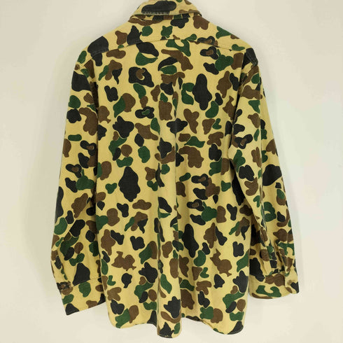 ウールリッチ WOOLRICH 70S 三角タグ USA製 ダックハンターカモ シャモアクロス フラップポケット L/S シャツ メンズ import:L