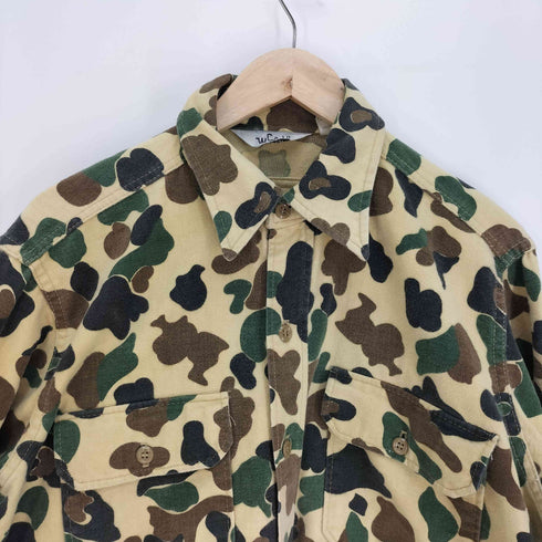 ウールリッチ WOOLRICH 70S 三角タグ USA製 ダックハンターカモ シャモアクロス フラップポケット L/S シャツ メンズ import:L