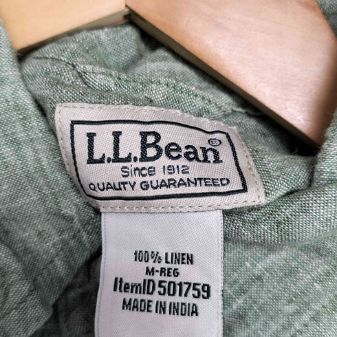 エルエルビーン L.L.Bean 00S インド製 リネン100% ポケットシャツ メンズ import:M