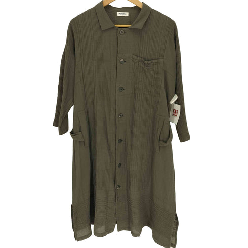 プランテーション Plantation プリーツ シワ加工 コットン L/S シャツ ワンピース レディース JPN:M
