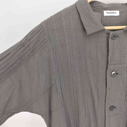 プランテーション Plantation プリーツ シワ加工 コットン L/S シャツ ワンピース レディース JPN:M