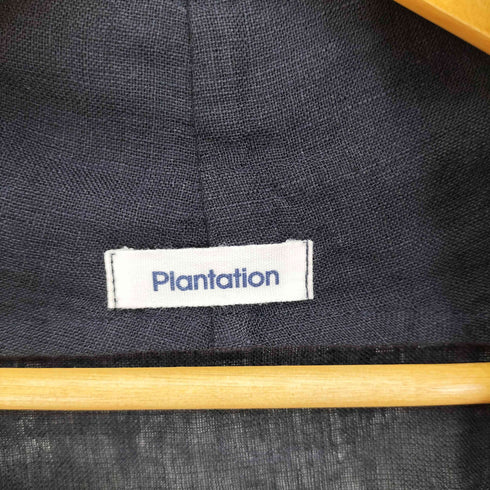 プランテーション Plantation 麻 リネン ショールカラー ノースリーブ シャツ ブラウス レディース JPN:M