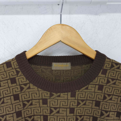 イヴサンローラン Yves Saint Laurent 総ロゴ柄ニット メンズ JPN:M