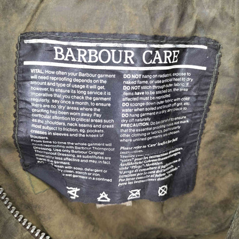 バブアー Barbour 80-90s 英国製 襟コーデュロイ オイルドジャケット ハーフコート メンズ 97cm/38in
