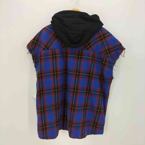 ノーアイディー NO ID. フード付 ノースリーブチェック BIG-SH シャツ メンズ ONE SIZE