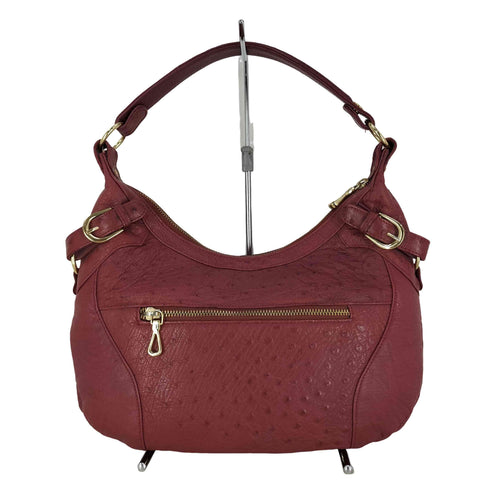Falchi NEW YORK ロゴプレート オーストリッチ レザー ハンドバッグ レディース