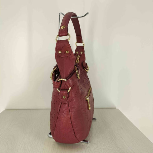 Falchi NEW YORK ロゴプレート オーストリッチ レザー ハンドバッグ レディース