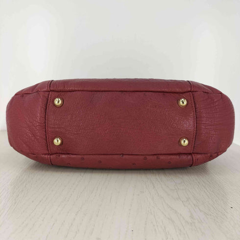 Falchi NEW YORK ロゴプレート オーストリッチ レザー ハンドバッグ レディース