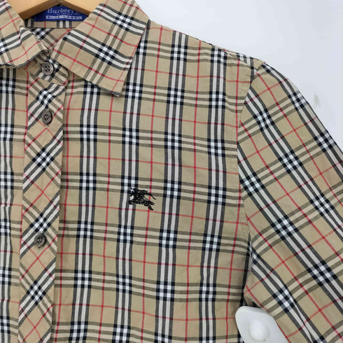 バーバリーブルーレーベル BURBERRY BLUE LABEL ロゴ刺繍 ノバチェック ドレスシャツ レディース JPN:38