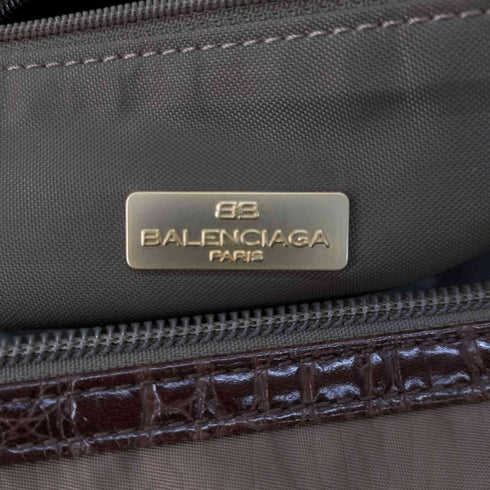 バレンシアガ BALENCIAGA ヴィンテージ BBロゴ レザーハンドル ミニボストン メンズ
