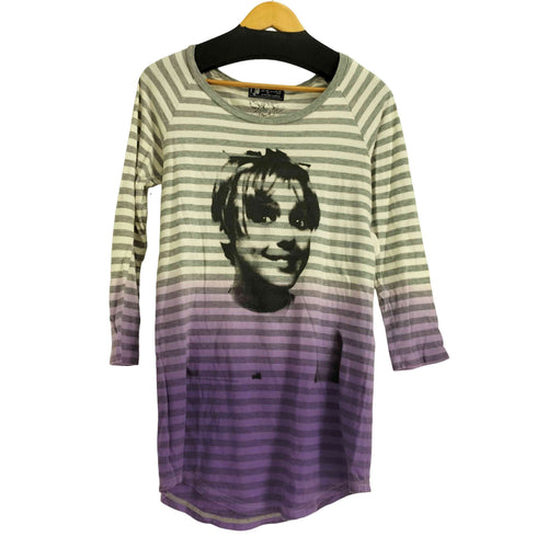 ヒステリックグラマー HYSTERIC GLAMOUR グラデーション ボーダー 両面プリント L/S Tシャツ チュニック レディース FREE