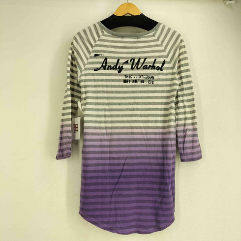 ヒステリックグラマー HYSTERIC GLAMOUR グラデーション ボーダー 両面プリント L/S Tシャツ チュニック レディース FREE