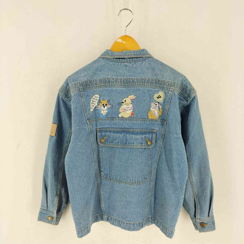 laura giaccone アニマル刺繍ポケットデザインデニムジャケット レディース