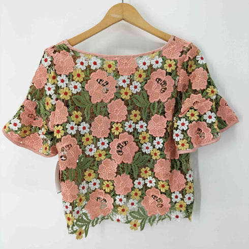 LEBECCAboutique マルチカラー 花柄刺繍 クルーネックトップス レディース FREE