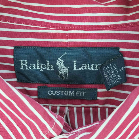 ラルフローレン RALPH LAUREN 90s CUSTOM FIT ポニー刺繍 ストライプ ボタンダウンシャツ メンズ import:XL