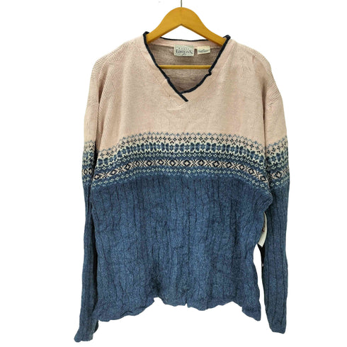 ベーシックエディションズ BASIC EDITIONS 90S USA製 ノルディック柄 切り替え バイカラー 巻き襟 Vネック アクリル ニット セーター メンズ 2X