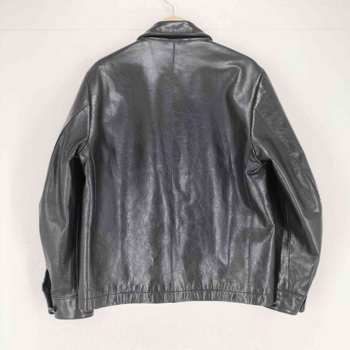 ギャップ Gap 紺タグ 牛皮 裏地キルティング ジップレザージャケット メンズ import:M