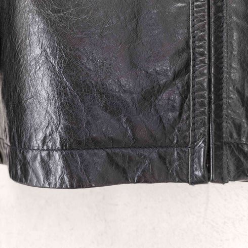 ギャップ Gap 紺タグ 牛皮 裏地キルティング ジップレザージャケット メンズ import:M