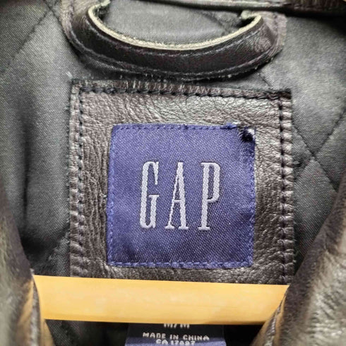 ギャップ Gap 紺タグ 牛皮 裏地キルティング ジップレザージャケット メンズ import:M