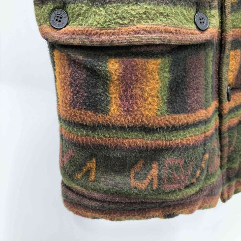 ミッソーニスポーツ MISSONI SPORTS 90S イタリア製 裏地キルティング ネイティブ柄 総柄 ショールカラー ウール ボア コート 袖内リブ メンズ import:M