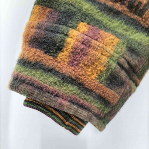 ミッソーニスポーツ MISSONI SPORTS 90S イタリア製 裏地キルティング ネイティブ柄 総柄 ショールカラー ウール ボア コート 袖内リブ メンズ import:M