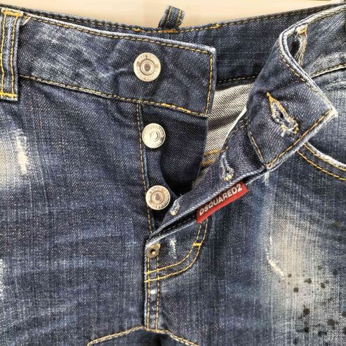 ディースクエアード DSQUARED2 ペイント加工 クロップドデニムパンツ レディース 38