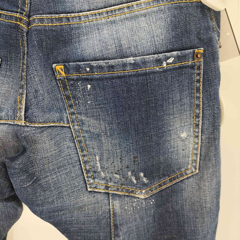 ディースクエアード DSQUARED2 ペイント加工 クロップドデニムパンツ レディース 38