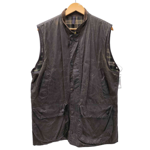 バブアー Barbour 90S 95年製 WESTMORLAND ウェストモーランド 英国製 3ワラント 裏地チェック CARE コットン ワックス オイルド ベスト メンズ import:L