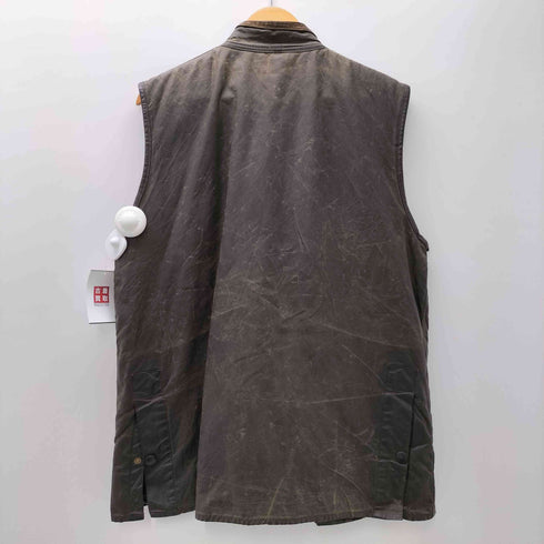 バブアー Barbour 90S 95年製 WESTMORLAND ウェストモーランド 英国製 3ワラント 裏地チェック CARE コットン ワックス オイルド ベスト メンズ import:L