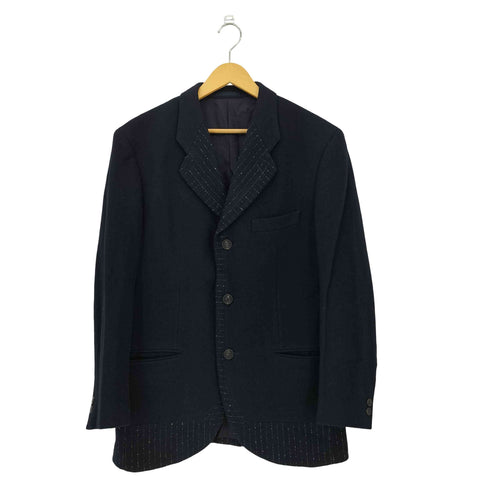 イッセイミヤケメン ISSEY MIYAKE MEN 97AW 銀タグ ウール レーヨン ストライプ 切替 3B テーラードジャケット メンズ JPN:L