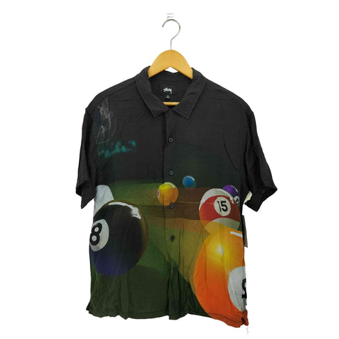 ステューシー Stussy Pool Hall Shirt ビリヤード柄 レーヨン オープンカラー半袖シャツ メンズ M