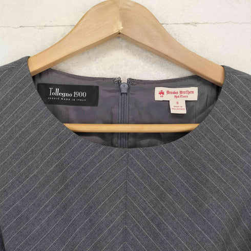 ブルックスブラザーズレッドフリース BROOKS BROTHERS REDFLEECE Tollegno1990 ボーダー柄ノースリーブワンピース レディース 8