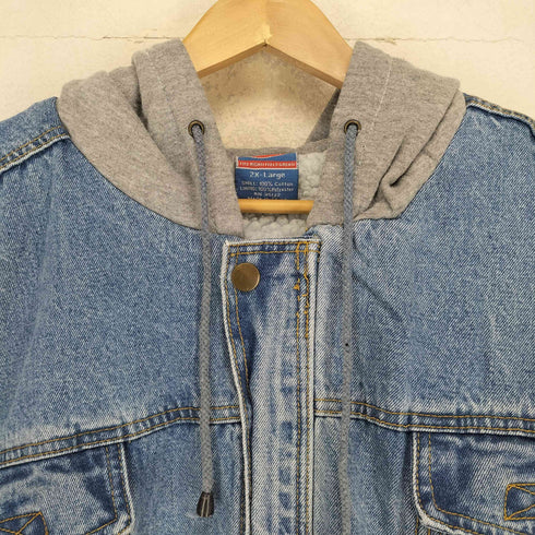 裏地ボアフェイクレイヤードデニムジャケット メンズ 2XL