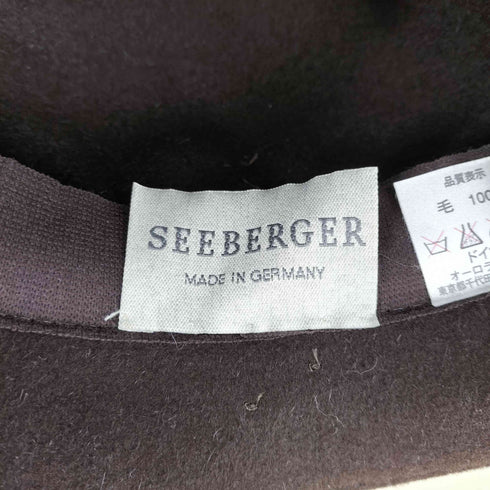 SEEBERGER ウール ベロア レザー装飾 ハット メンズ