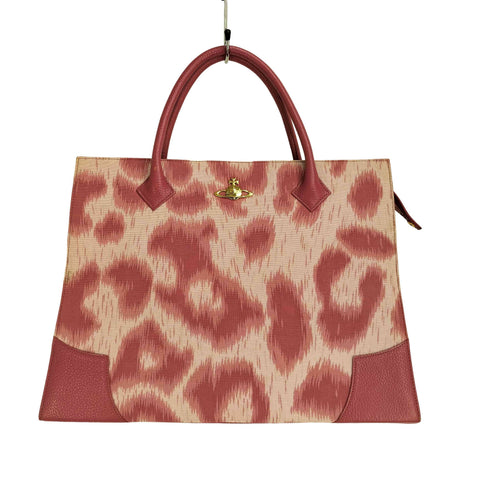 ヴィヴィアンウエストウッド Vivienne Westwood オーブロゴ ピンクレオパード トートバッグ レディース